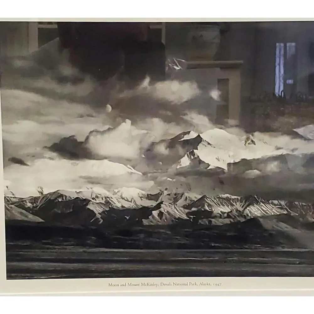 Vintage Framed Ansel Adams Print Moon and Mount McKinley, Denali Alaska 1947 - Picture 2 of 5